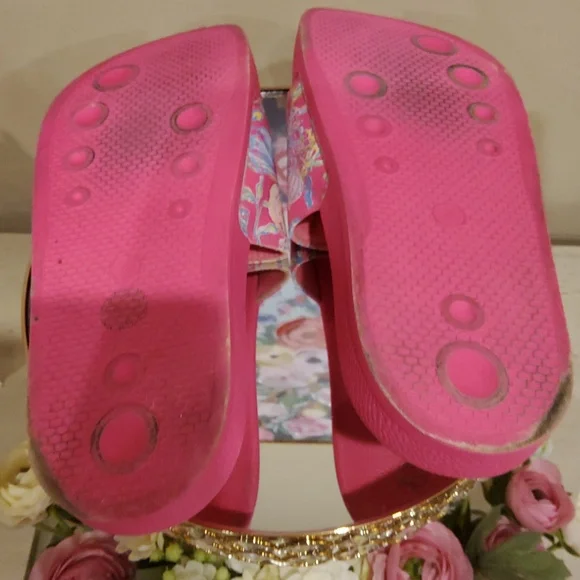 Lilly Pulitzer Pink Floral Slide Sandals - Comfortable Ladies' Summer Slides - Picture 6 of 8